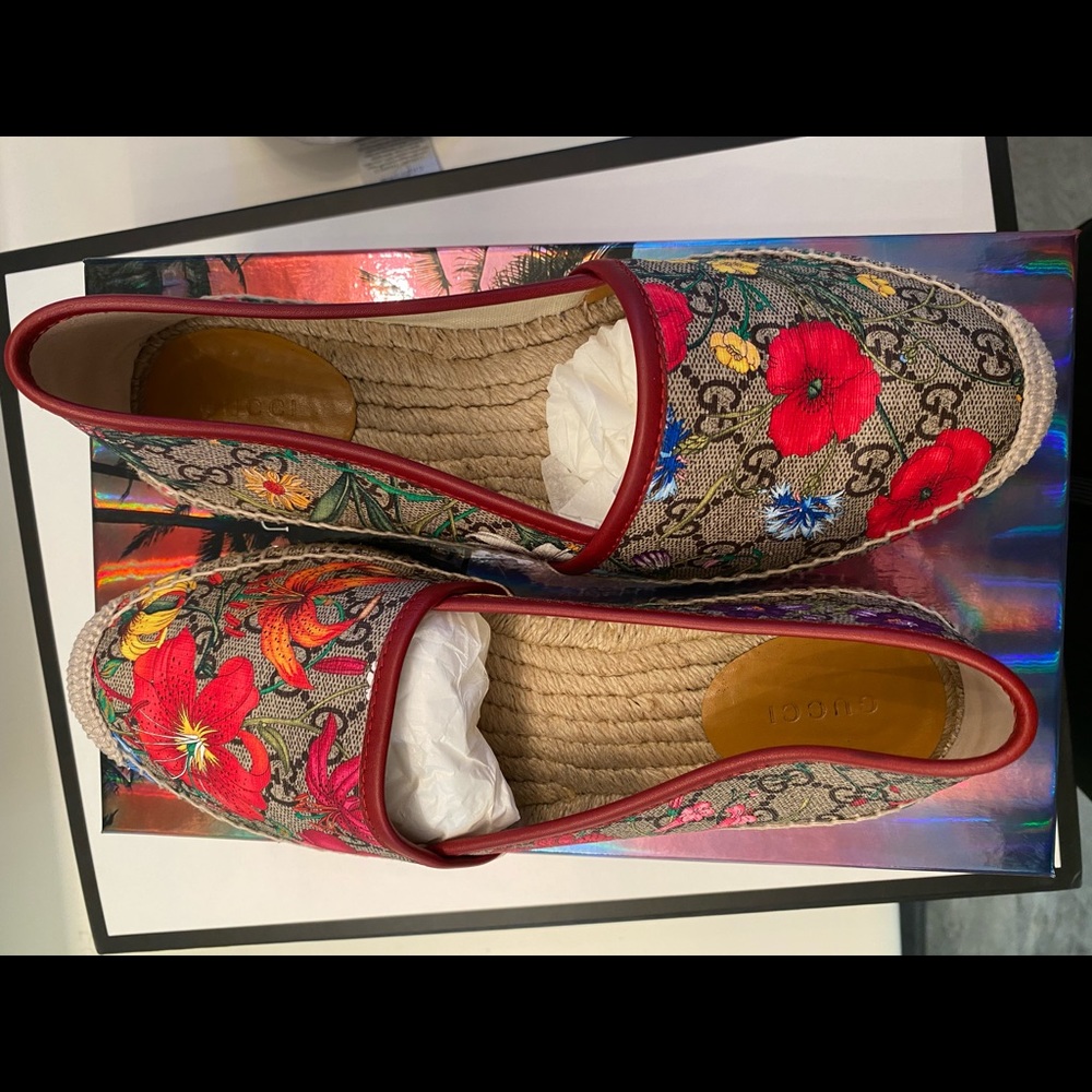 Gucci Pilar Floral GG Espadrilles size 39.5